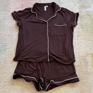 Elegant Dark Brown Women's Pajama Set